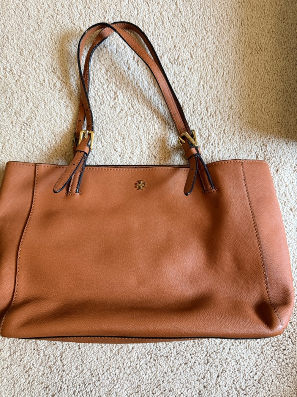 Tory Burch Cognac Leather Double-Handle Tote